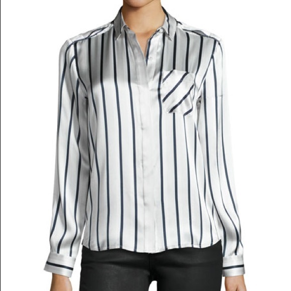 ATM Long Sleeve Striped silk Charmeuse (flawed)